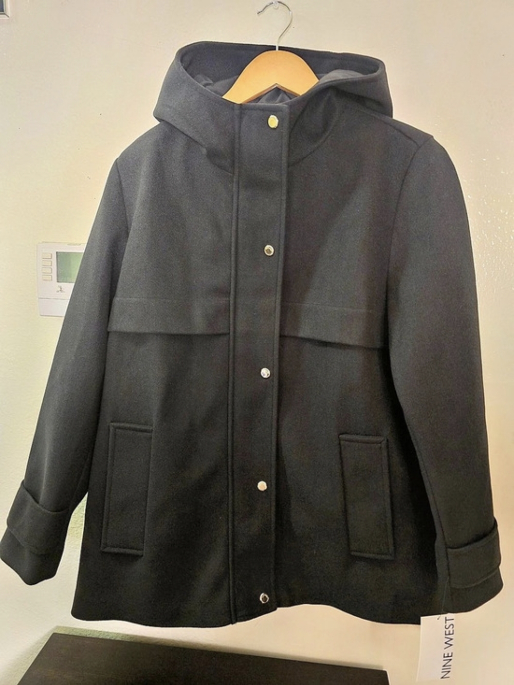 Nine West Hooded Black Jacket Size Medium NWT